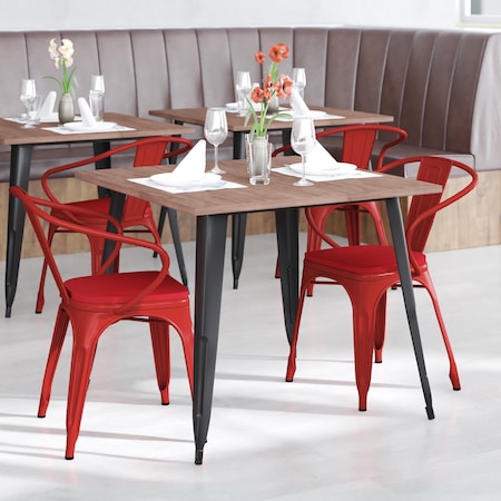 Flash Furniture Red Metal Stack Chair with Red Poly Resin Seat CH-31270-RED-PL1R-GG